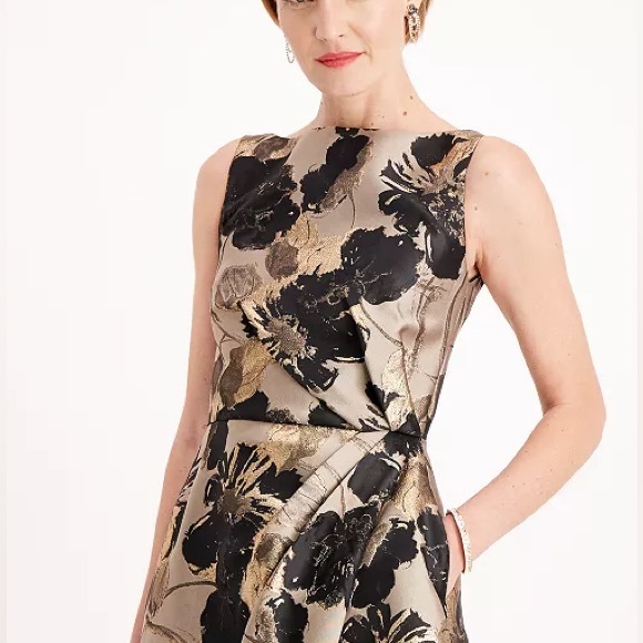 Adrianna Papell Floral-Print Metallic A-Line Dress - Picture 8 of 13